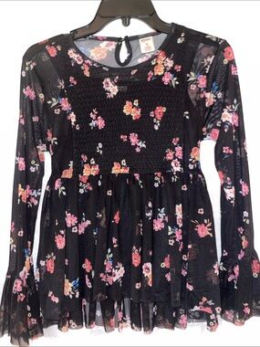 Arizona Jean Company: Black Floral Mesh Top with Black Camisole